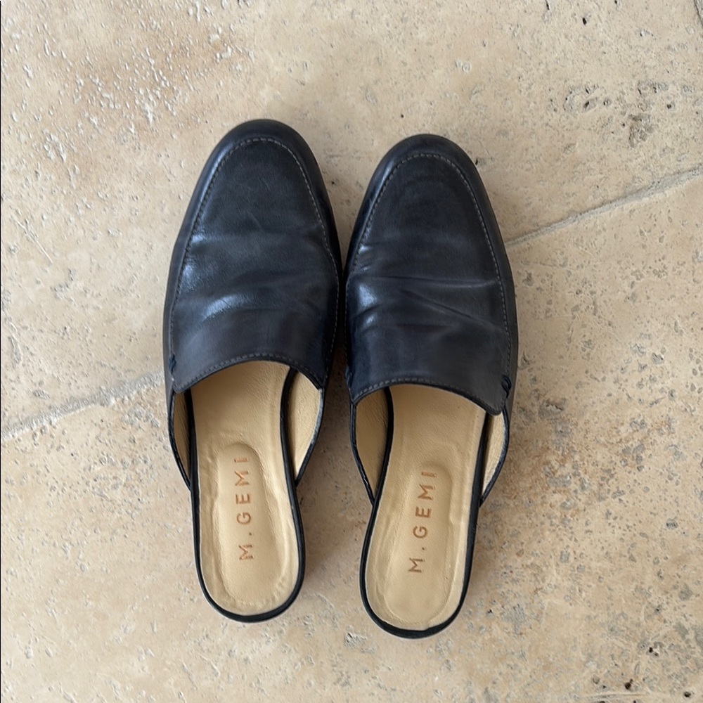 M. Gemi Black Leather Slip-On Loafers